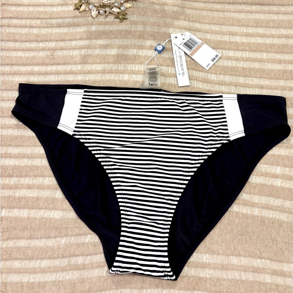 Bleu Rod Beattie Black And White Striped Full Coverage Bottoms Woman’s Size 12